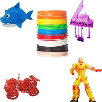 MeDoozy 3D pen filament refills - PCL filament 1.75mm - eco-friendly 3D filament - non-toxic 3D printer filament - odorless 3D printing filament - kids safe 3D pen refill - 10 colors 16.4 feet each