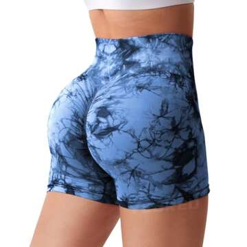 YEOREO Women High Waist Workout Yoga Gym Smile Contour Seamless Cycling Shorts Dark Blue XL
