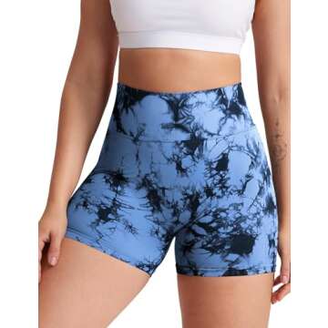 YEOREO Women High Waist Workout Yoga Gym Smile Contour Seamless Cycling Shorts Dark Blue XL