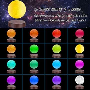 VGAzer Levitating Moon Lamp - 16 Colors, Floating & Spinning Night Light
