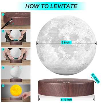 VGAzer Levitating Moon Lamp: 16 Color Night Light