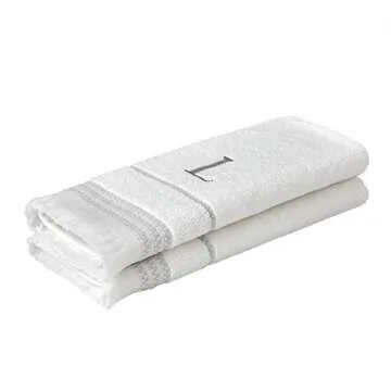 Casual Monogram Hand Towel Set, 2 Count, Soft Cotton