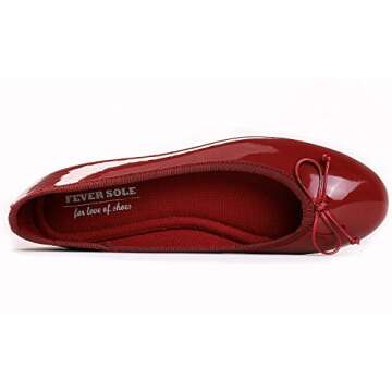FEVERSOLE Women's Macaroon Colorful Memory Foam Cushion Insock Patent Ballet Flat Burgundy Red Size ...