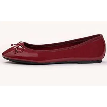 FEVERSOLE Women's Macaroon Colorful Memory Foam Cushion Insock Patent Ballet Flat Burgundy Red Size 8.5 M US