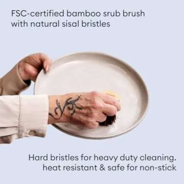 Vove | Premium Bamboo Scrub Brush | 3-Pack | Tough on Dirt, Gentle on Earth | Kitchen & Multipurpose Cleaning | Natural Fiber | Wooden Dish Brush | Long Lasting | for Washing and Cleaning