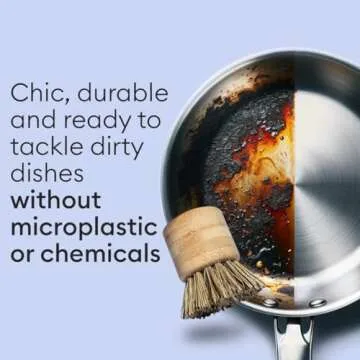 Vove | Premium Bamboo Scrub Brush | 3-Pack | Tough on Dirt, Gentle on Earth | Kitchen & Multipurpose Cleaning | Natural Fiber | Wooden Dish Brush | Long Lasting | for Washing and Cleaning