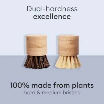 Vove | Premium Bamboo Scrub Brush | 3-Pack | Tough on Dirt, Gentle on Earth | Kitchen & Multipurpose Cleaning | Natural Fiber | Wooden Dish Brush | Long Lasting | for Washing and Cleaning