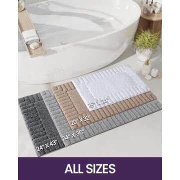 DEXI Bathroom Rug 16 x24, Non Slip Bath Mats for Floor, Ultra Soft and Absorbent Shower Rugs, Machin...