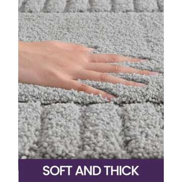 DEXI Bathroom Rug 16 x24, Non Slip Bath Mats for Floor, Ultra Soft and Absorbent Shower Rugs, Machine Washable Bathmat, Light Grey