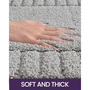 DEXI Bathroom Rug 16 x24, Non Slip Bath Mats for Floor, Ultra Soft and Absorbent Shower Rugs, Machine Washable Bathmat, Light Grey