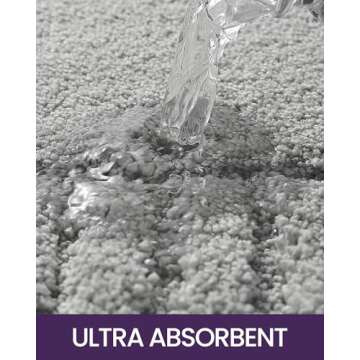 DEXI Bathroom Rug 16 x24, Non Slip Bath Mats for Floor, Ultra Soft and Absorbent Shower Rugs, Machine Washable Bathmat, Light Grey