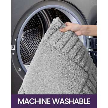 DEXI Bathroom Rug 16 x24, Non Slip Bath Mats for Floor, Ultra Soft and Absorbent Shower Rugs, Machine Washable Bathmat, Light Grey