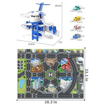 TEMI Kids Airplane Boy Toys for 3 4 5 Year Old Boys - Car Race Tracks for Kids Ages 3-5 with 8 Small...