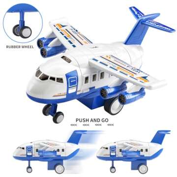 TEMI Kids Airplane Toy with Cars for Ages 3-5