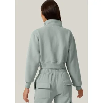 Stylish QINSEN Mock Neck Cropped Sweatshirt for Women