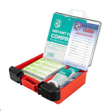 Be Smart Get Prepared OSHA/ANSI First Aid Kit - 10 Person, 100 Pieces - Designed for Home, Business, School, Industrial, and Restaurants - Compact & Portable