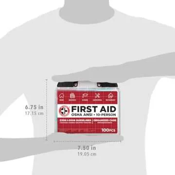 Be Smart Get Prepared OSHA/ANSI First Aid Kit - 10 Person, 100 Pieces - Designed for Home, Business, School, Industrial, and Restaurants - Compact & Portable