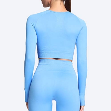 Aoxjox Women's Lightweight Seamless Crop Top in Malibu Blue