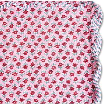 FURBISH Sabrina Rectangle Tablecloth - Boho Tablecloth for Dining Tables, Holiday Tablecloth, Colorful Blockprint Table Linens, 100% Sustainable Cotton, 60”x90”