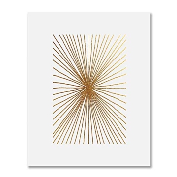 DIGIBUDDHA Burst Lines Gold Foil Art Print Abstract Hand Drawn Metallic Poster Geometric Modern Art ...