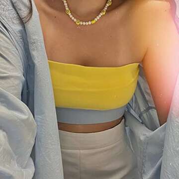 MISSACTIVER Women’s Striped Crisscross Knitted Crop Tube Top Sexy Hollow Out Sleeveless Strapless Cropped Tank Top Vest