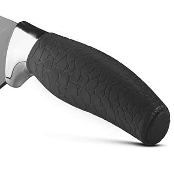 Carbon Knife Set with Block – 6-Piece Never-Dull Kitchen Knife Set – Meat, Veggie, Bread Knife Set – Nonstick Chef Knife Cooking Knives for Kitchen – Precise-Slice Carbon Steel by Chef Essential