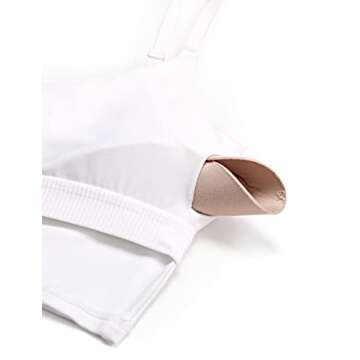 CRZ YOGA Womens Butterluxe Adjustable Spaghetti Strap Longline Sports Bra - V Neck Padded Crop Tank Top with Built in Bra White Medium