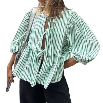 Stylish Tie Front Leopard Peplum Babydoll Top - Perfect for Every Occasion