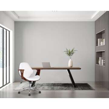 Porthos Home Lillian Mid-Century Office Chair, Water and Stain Resistant Faux Leather Upholstery, Ti...