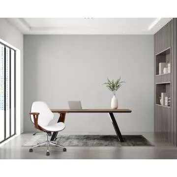 Porthos Home Lillian Mid-Century Office Chair, Water and Stain Resistant Faux Leather Upholstery, Ti...