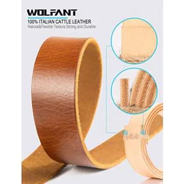 WOLFANT Leather Belt for Men,100% Italian Full Grain Real Solid Leather