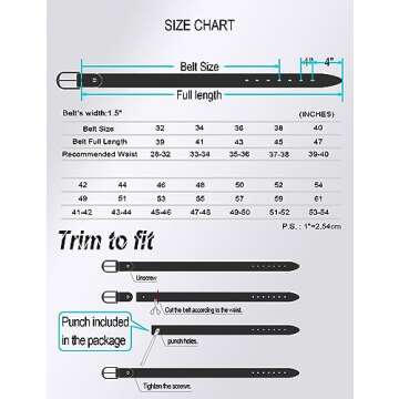 WOLFANT Leather Belt for Men,100% Italian Full Grain Real Solid Leather