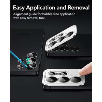 ESR for Samsung Galaxy S25 Ultra Camera Lens Protector, Individual Lens Protectors, Ultra-Thin Tempered Glass with Aluminum Edging, Galaxy S25 Ultra Case Friendly, 1 Set, Silver