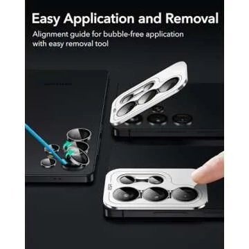 ESR for Samsung Galaxy S25 Ultra Camera Lens Protector, Individual Lens Protectors, Ultra-Thin Tempered Glass with Aluminum Edging, Galaxy S25 Ultra Case Friendly, 1 Set, Silver
