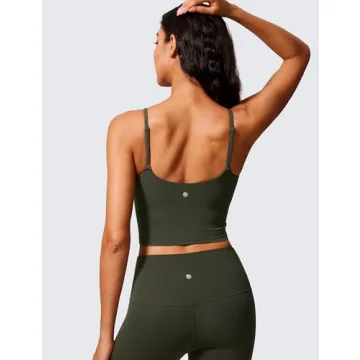 CRZ YOGA Women's Butterlift Crop Tank - Yoga Wear in Olive Green