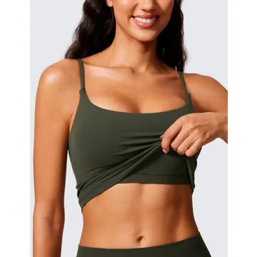 CRZ YOGA Women's Butterlift Crop Tank - Yoga Wear in Olive Green