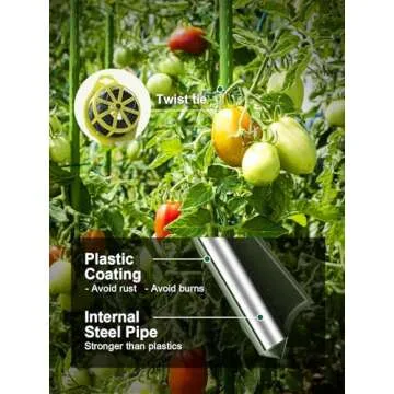 GROWNEER 3 Packs Tomato Cages with 10 Gallon Grow Bags, 51 Inches Tomato Trellis with 164Ft Twist Tie, Tomatoes Plant Cage for Vegetable Flowers Fruits Vertical Climbing Plants