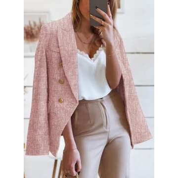 Happy Sailed Women's Tweed Blazer - Stylish Slim Fit for All Occasions