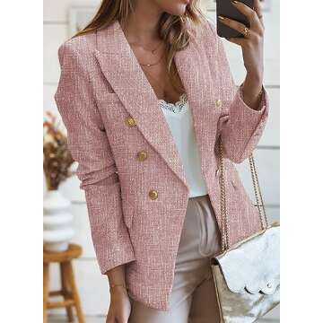 Happy Sailed Women's Tweed Blazer for Office and Casual Wear