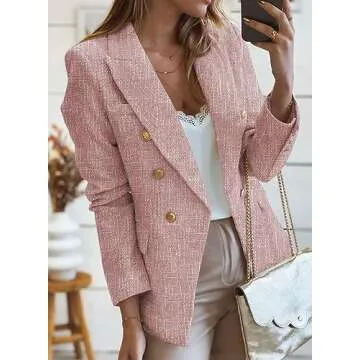 Happy Sailed Women's Tweed Blazer for Office and Casual Wear