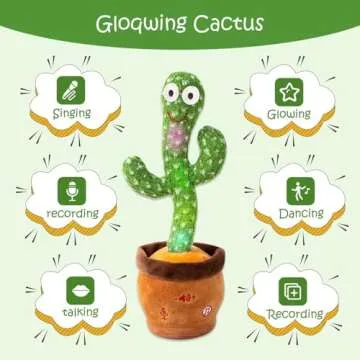 MIAODAM Dancing Cactus Baby Toy, Volume Adjustable Singing Cactus Talking Cactus Toy for Boys Girls Gifts Recording Repeating What You Say, Glowing Dancing Cactus Toy Baby Toys