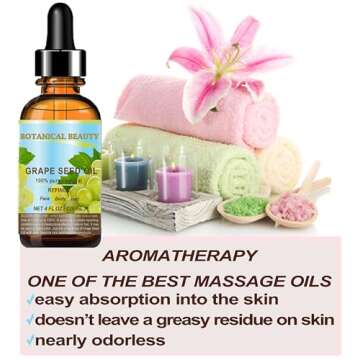 GRAPE SEED Oil. 100% Pure / Natural / Undiluted Cold Pressed Carrier Oil for Skin, Hair, Massage and Nail Care. 4 Fl. oz-120 ml.