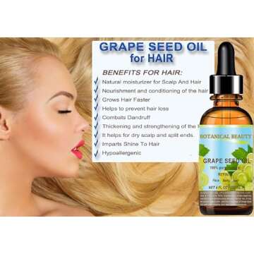 GRAPE SEED Oil. 100% Pure / Natural / Undiluted Cold Pressed Carrier Oil for Skin, Hair, Massage and Nail Care. 4 Fl. oz-120 ml.