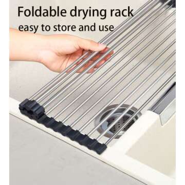 HEREOF Roll Up Dish Drying Rack - Kitchen Storage Solution