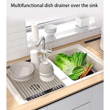 HEREOF Roll Up Dish Drying Rack - Kitchen Storage Solution