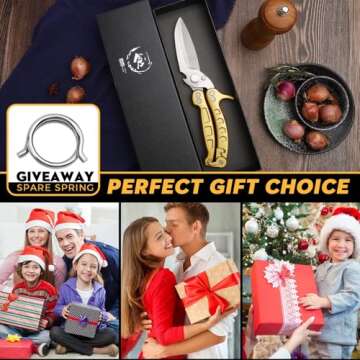Poultry Shears, Germany Detachable Heavy Duty Kitchen Scissors, Golden Kitchen Shears With Knife Bottle Opener Gift Box, Multipurpose Kitchen Shears For Cooking Chicken Meat Turkey Thanksgiving