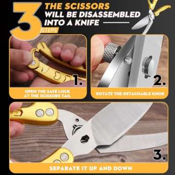 Poultry Shears, Germany Detachable Heavy Duty Kitchen Scissors, Golden Kitchen Shears With Knife Bottle Opener Gift Box, Multipurpose Kitchen Shears For Cooking Chicken Meat Turkey Thanksgiving