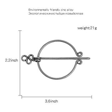 Retro Viking Brooches Pin Set for Men Women Viking Medieval Cloak Shawl Pin Clasp Penannular Scarf Cardigan Pin Brooch Lapel Viking Jewelry (04)