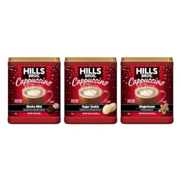 Hills Bros. Instant Cappuccino Mix, Limited Edition Holiday Variety Pack (6 oz, Pack of 3) – Conve...