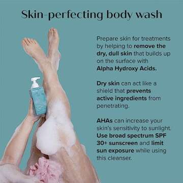 Medix 5.5 Exfoliating AHA Glycolic Acid Face & Body Scrub Cleanser + Collagen Moisturizing Body Cream Lotion Skin Care 2PC Set | Alpha Hydroxy Acid & Lactic Acid Foaming Body Wash & Face Wash, 2-PC